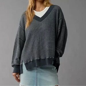 AE Waffle Big Hug V Neck Sweater